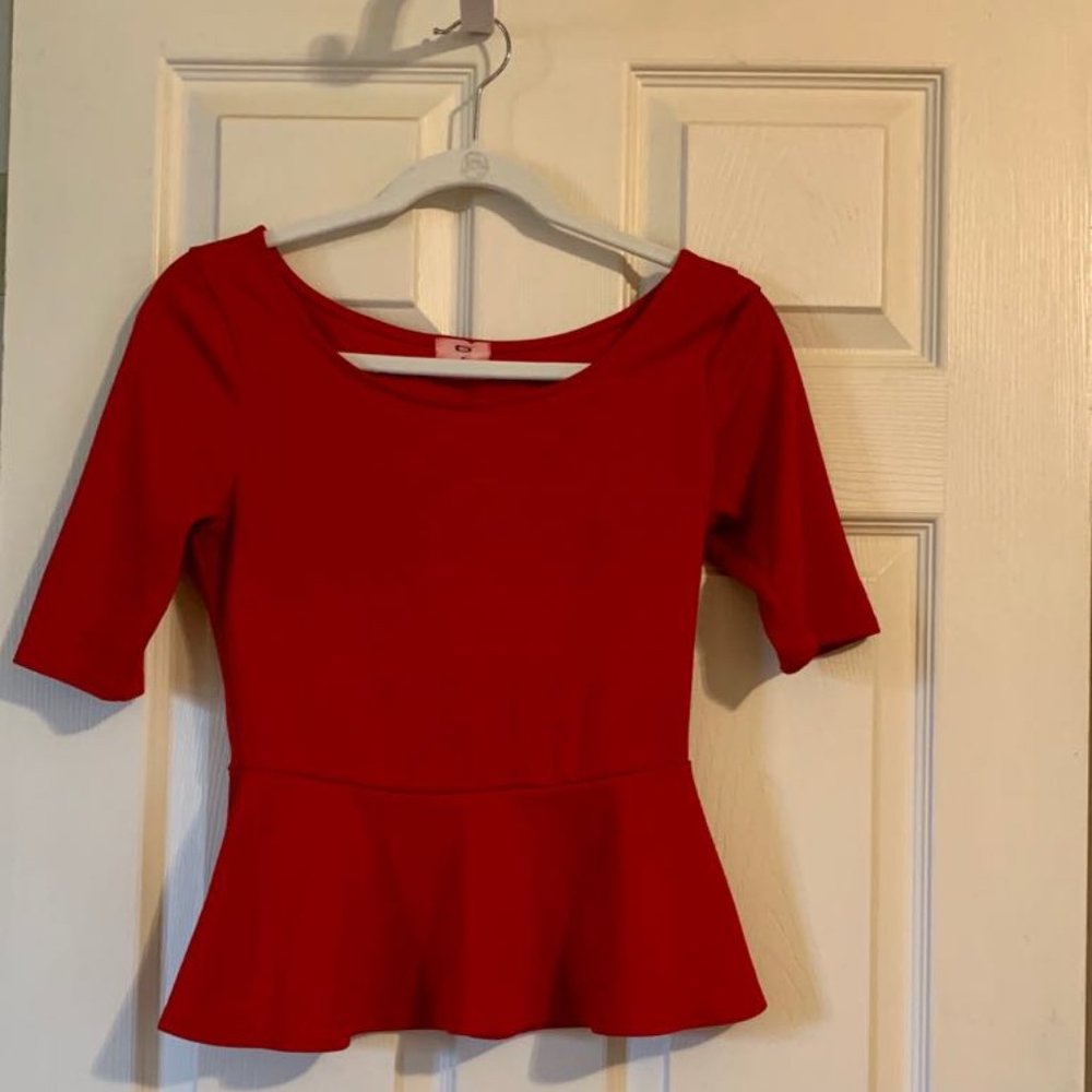 Urban Outfitters Red Peplum Top